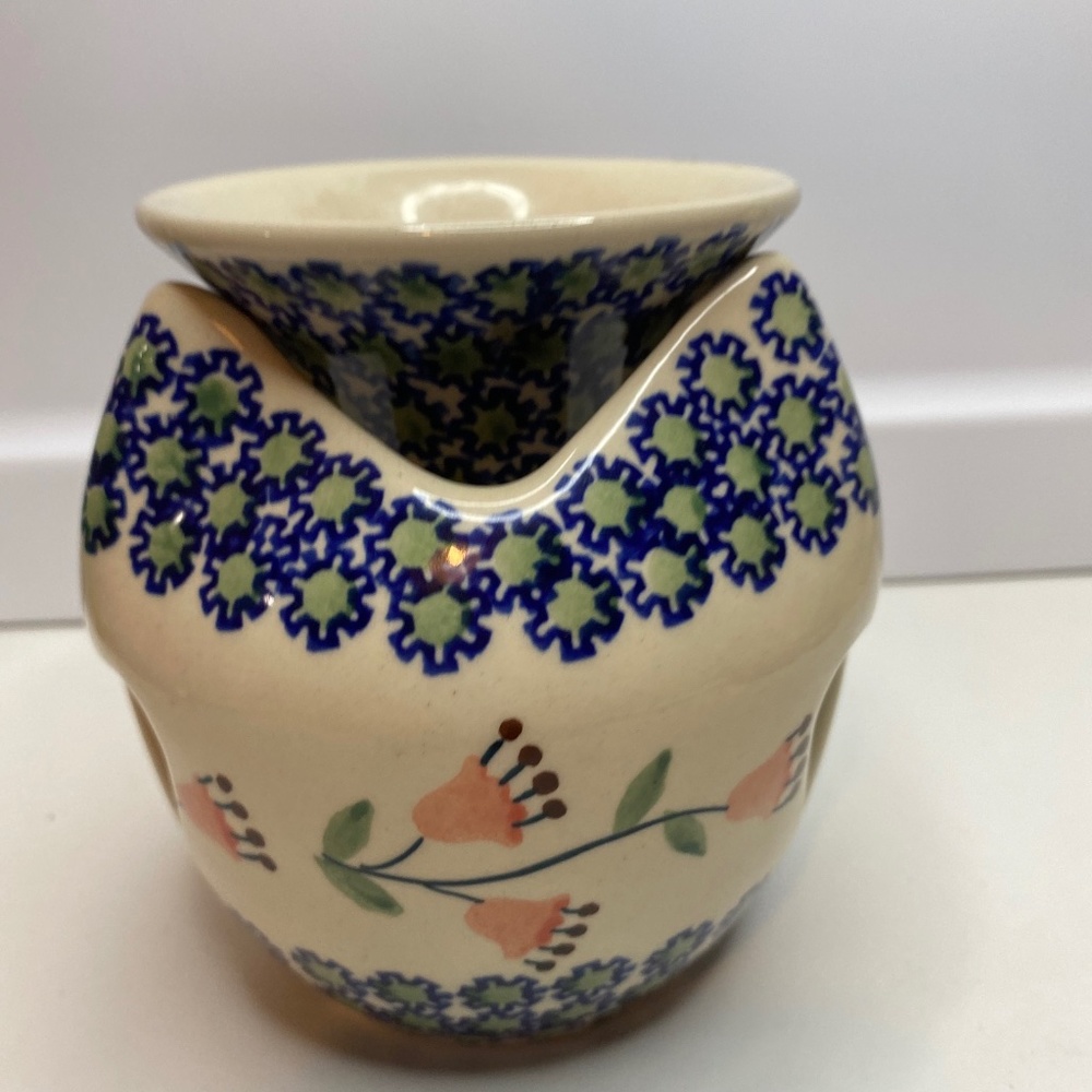 Ceramika Z Boleslawica Polish Pottery Hearts and Flowers Candle Holder